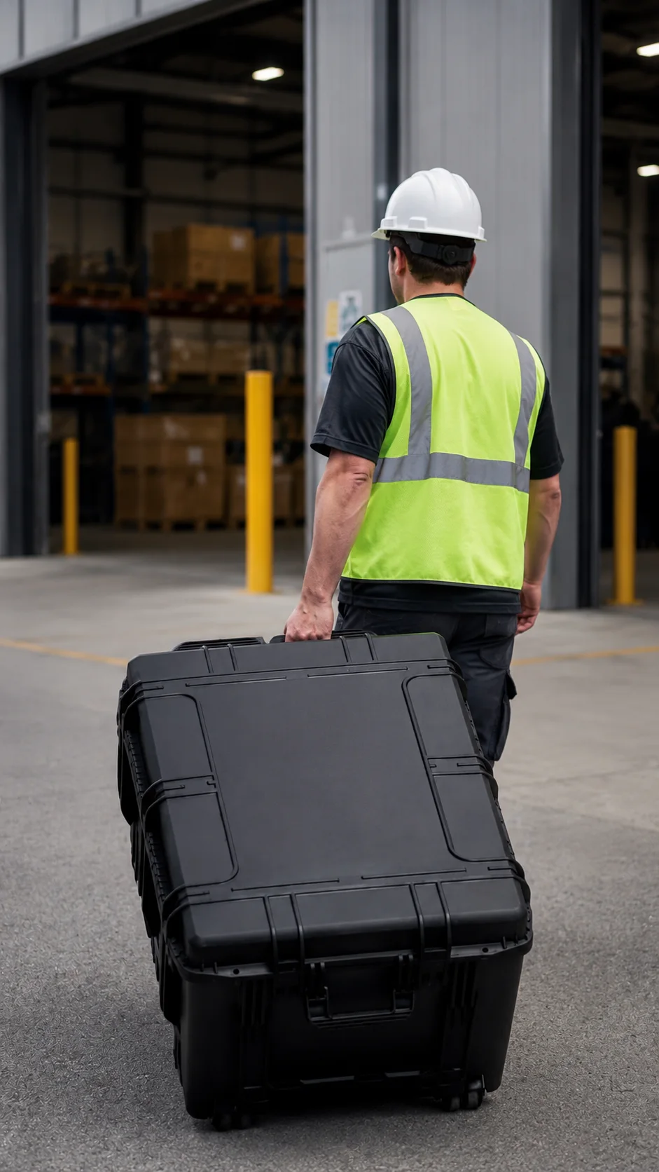 The training system being wheeled into a client site for an on-site session